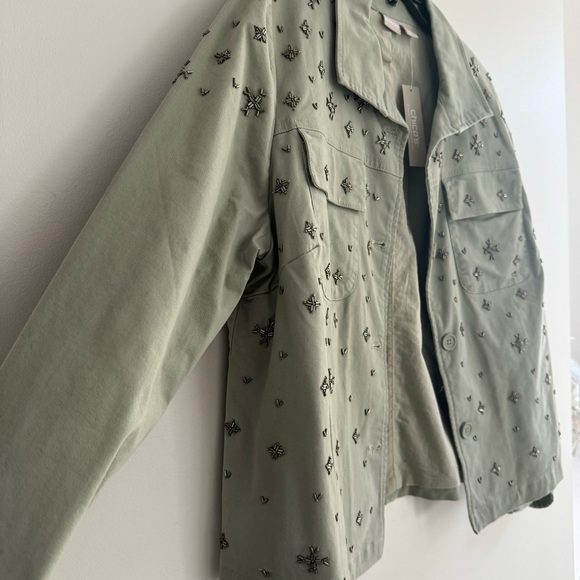 NEW! Chico’s Beaded Utility Jacket LS Jacket Vintage Sage NWT - Picture 5 of 10